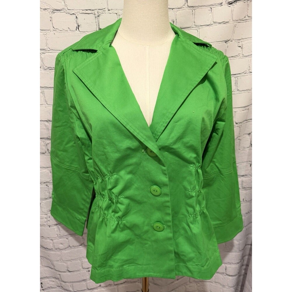 Joan Rivers bright green three-quarter sleeve blazer jacket Size Large